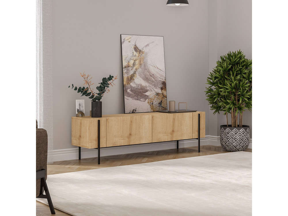 Houten TV-meubel Herman" - 160 x 31 x 45 cm - Beige