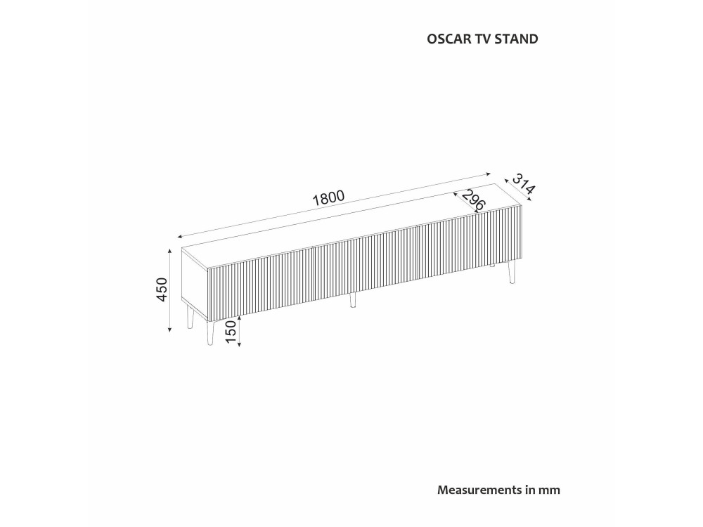 Houten TV-meubel "Oscar" - 180 x 31 x 45 cm - Beige