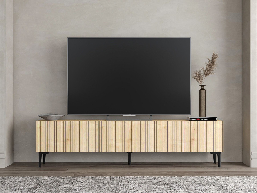 Houten TV-meubel "Oscar" - 180 x 31 x 45 cm - Lichtbruin