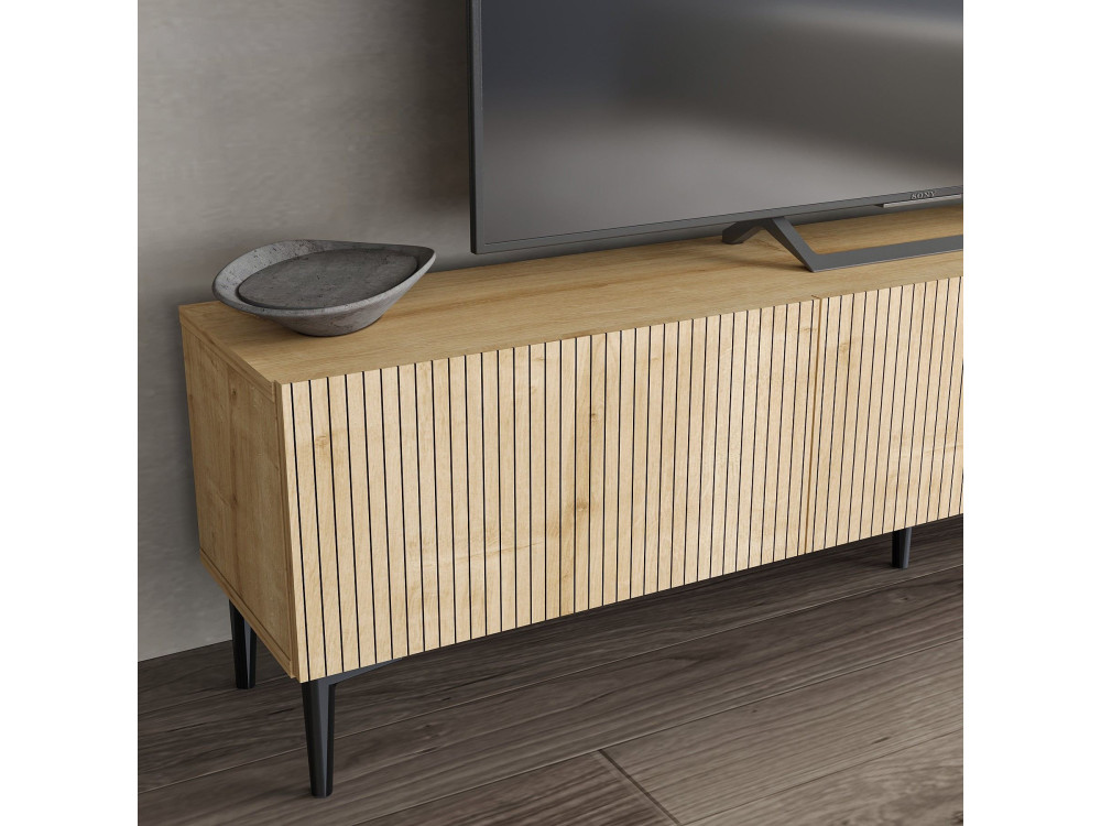 Houten TV-meubel "Oscar" - 180 x 31 x 45 cm - Lichtbruin