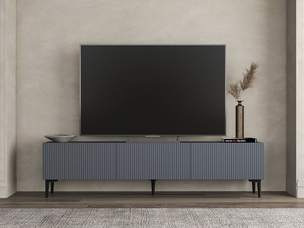 Houten TV-meubel "Oscar" - 180 x 31 x 45 cm - Antraciet grijs
