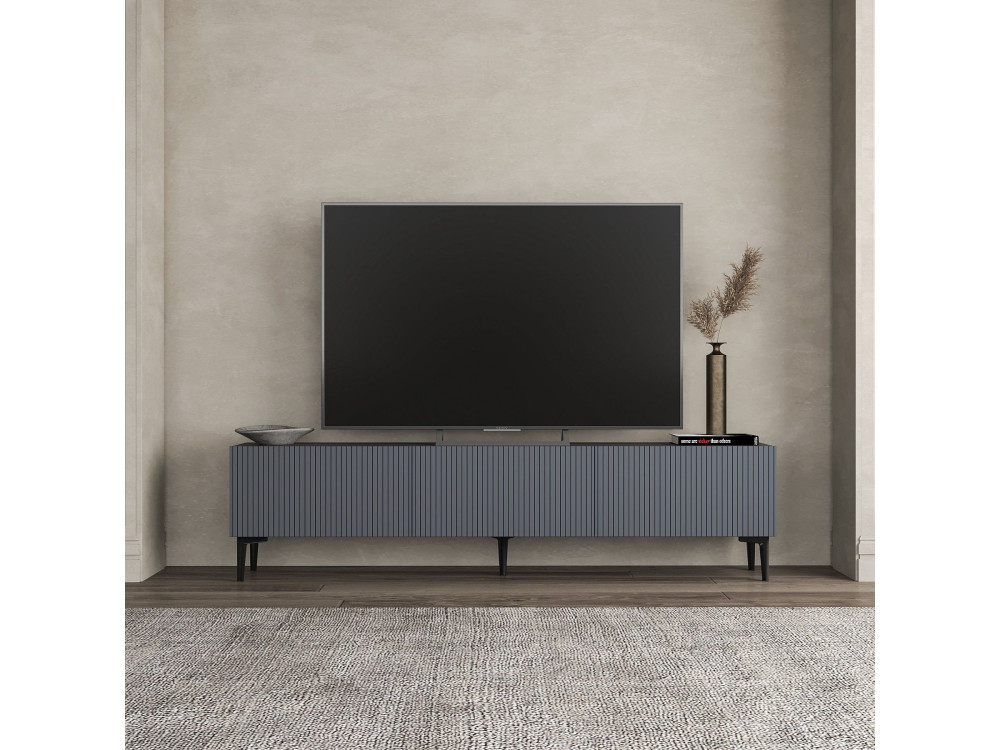 Houten TV-meubel "Oscar" - 180 x 31 x 45 cm - Antraciet grijs