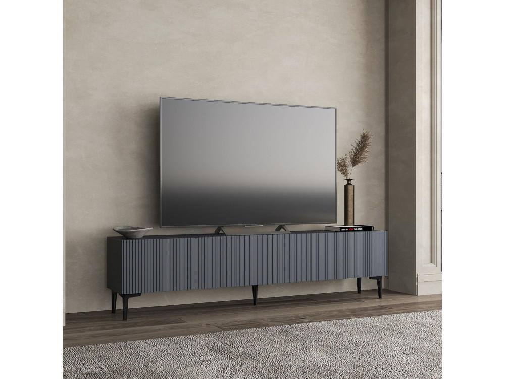 Houten TV-meubel "Oscar" - 180 x 31 x 45 cm - Antraciet grijs