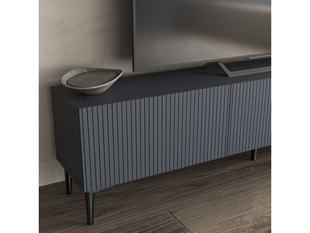 Houten TV-meubel "Oscar" - 180 x 31 x 45 cm - Antraciet grijs