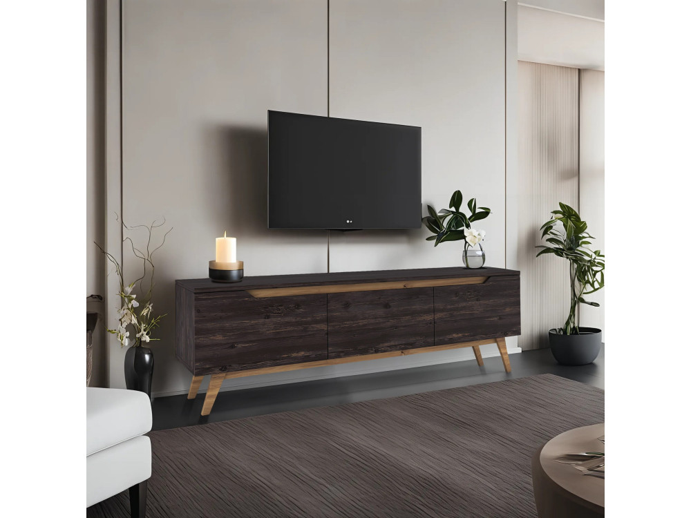 Digi" houten TV-standaard - 180 x 35 x 48 cm - Zwart