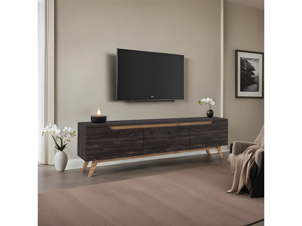 Digi" houten TV-standaard - 180 x 35 x 48 cm - Zwart