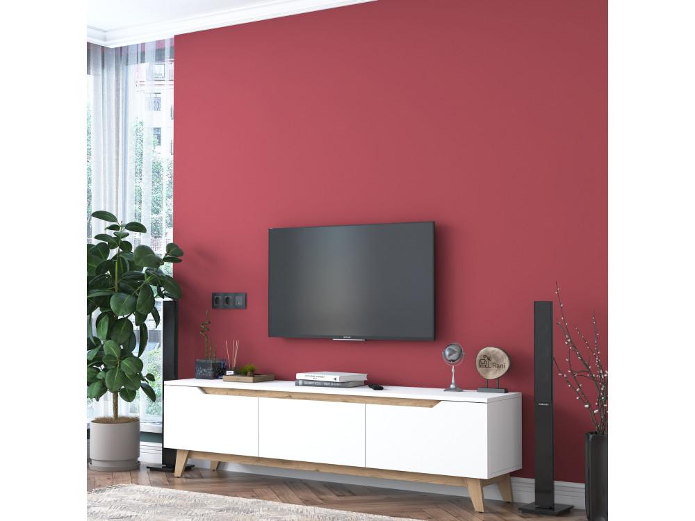 Digi" houten TV-meubel - 180 x 35 x 48 cm - Beige