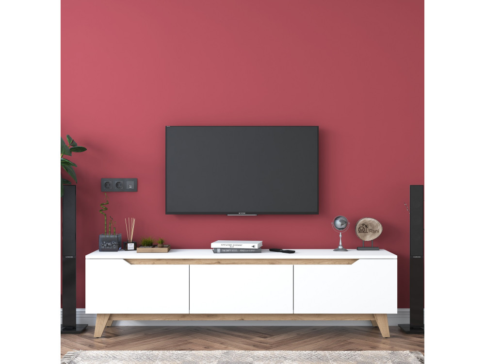 Digi" houten TV-meubel - 180 x 35 x 48 cm - Beige