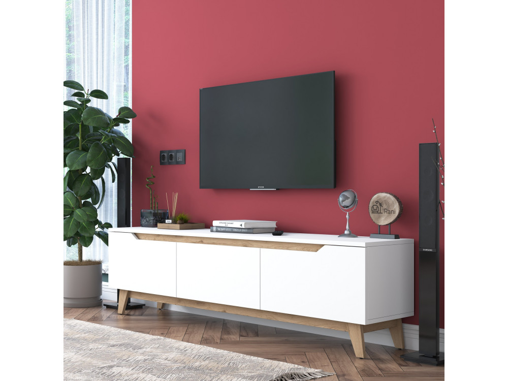 Digi" houten TV-meubel - 180 x 35 x 48 cm - Beige