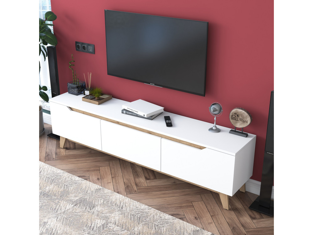 Digi" houten TV-meubel - 180 x 35 x 48 cm - Beige
