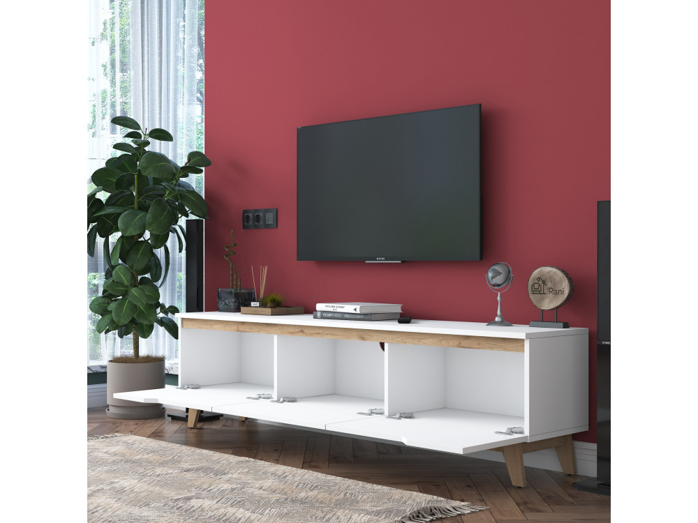 Digi" houten TV-meubel - 180 x 35 x 48 cm - Beige
