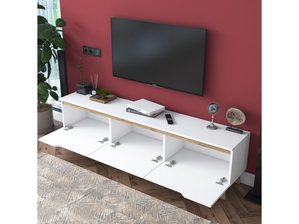 Digi" houten TV-meubel - 180 x 35 x 48 cm - Beige