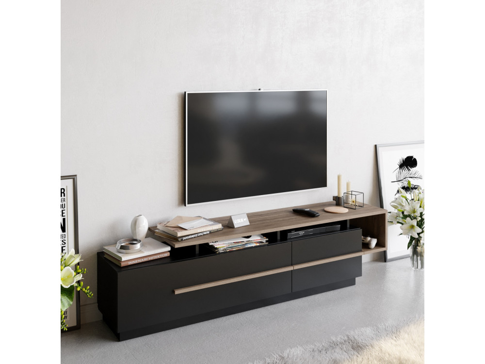 Houten TV-meubel "Basak" - 180 x 40 x 46 cm - Zwart