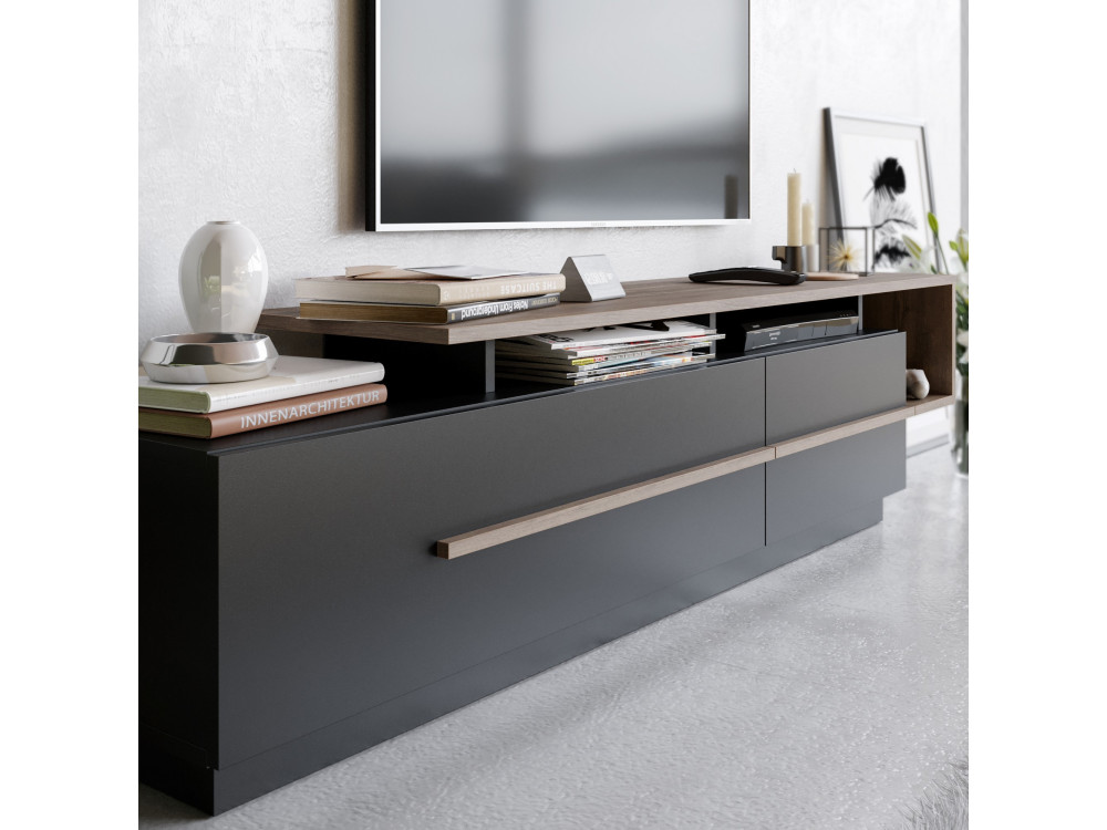 Houten TV-meubel "Basak" - 180 x 40 x 46 cm - Zwart