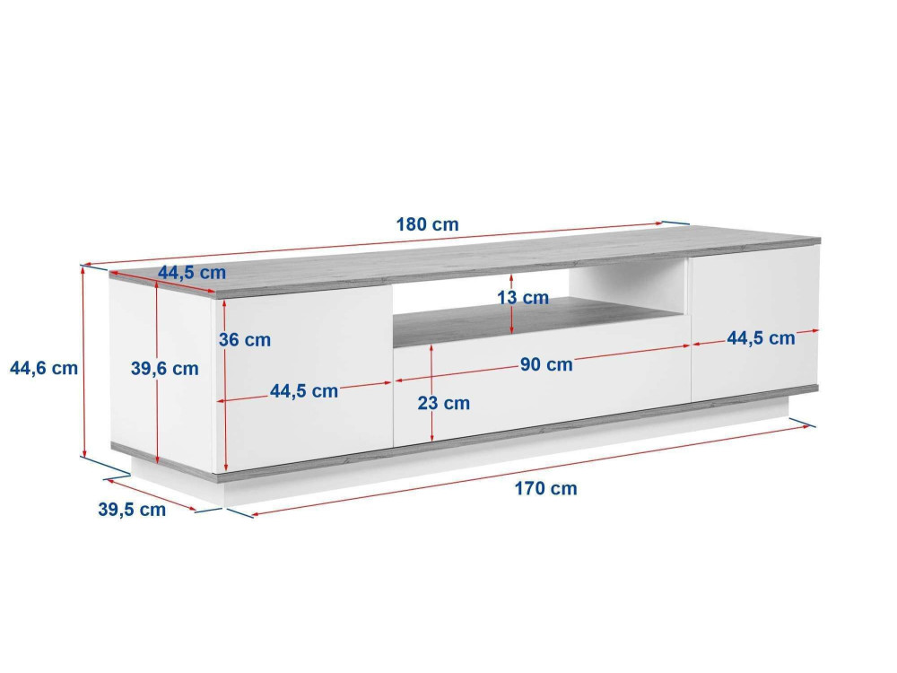 Houten TV-meubel "Veramont" - 180 x 44 x 44 cm - Donkerbruin