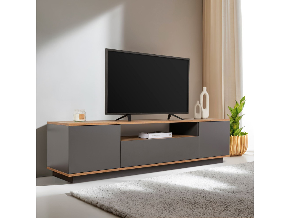 Houten TV-meubel "Veramont" - 180 x 44 x 44 cm - Antracietgrijs