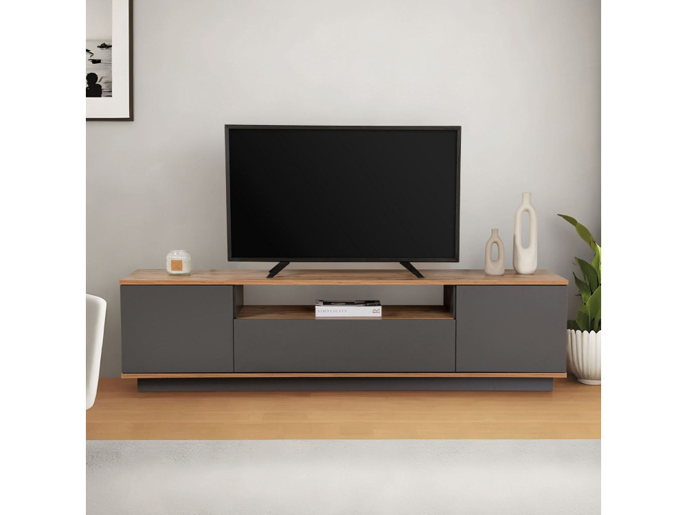 Houten TV-meubel "Veramont" - 180 x 44 x 44 cm - Antracietgrijs