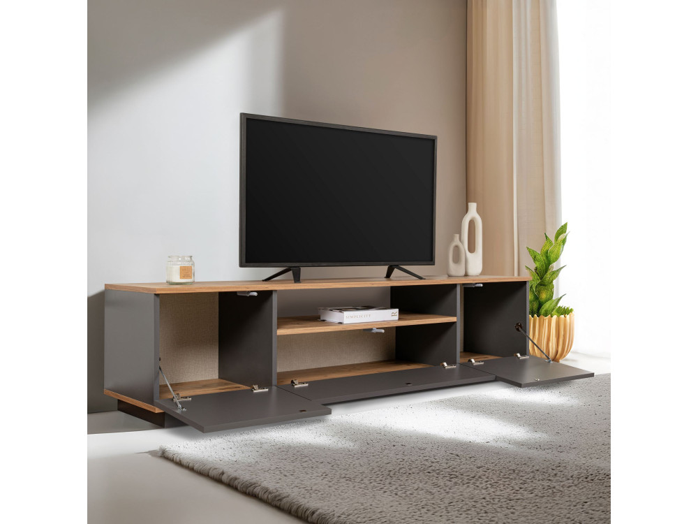 Houten TV-meubel "Veramont" - 180 x 44 x 44 cm - Antracietgrijs