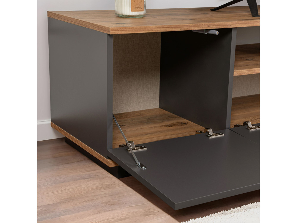 Houten TV-meubel "Veramont" - 180 x 44 x 44 cm - Antracietgrijs