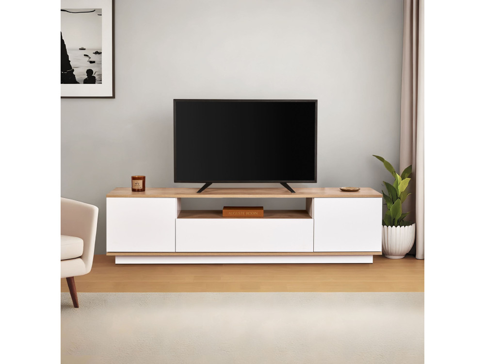 Houten TV-meubel "Veramont" - 180 x 44 x 44 cm - Lichtbruin