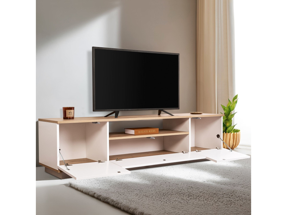 Houten TV-meubel "Veramont" - 180 x 44 x 44 cm - Lichtbruin