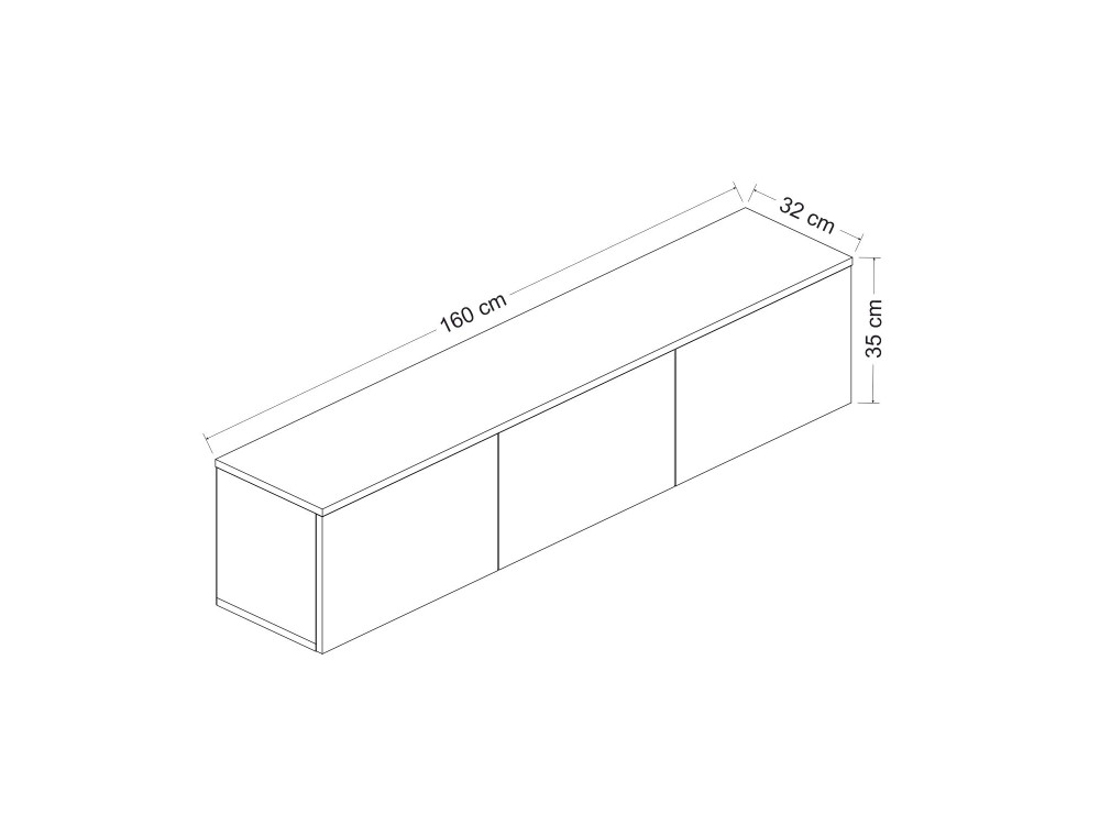 Houten wandhangend TV-meubel met "Neon illuminated" LED-verlichting - 160 x 32 x 35 cm - Travertin