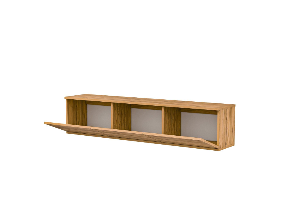 Neon verlicht" hangend houten TV-meubel met LED-verlichting - 160 x 32 x 35 cm - Bruin