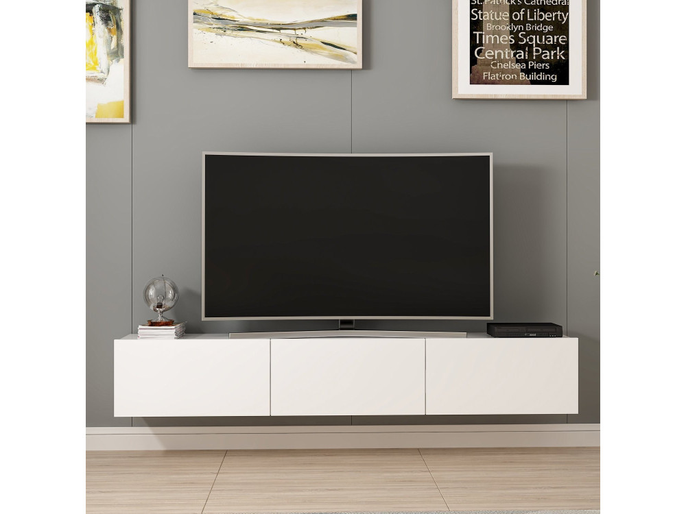 Hangend houten TV-meubel "Rigel" - 180 x 32 x 30 cm - Wit