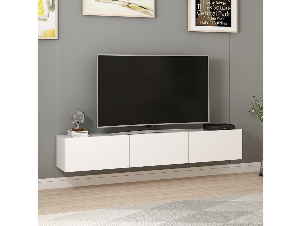 Hangend houten TV-meubel "Rigel" - 180 x 32 x 30 cm - Wit