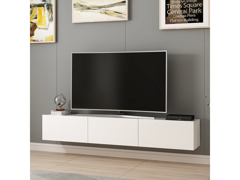 Hangend houten TV-meubel "Rigel" - 180 x 32 x 30 cm - Wit