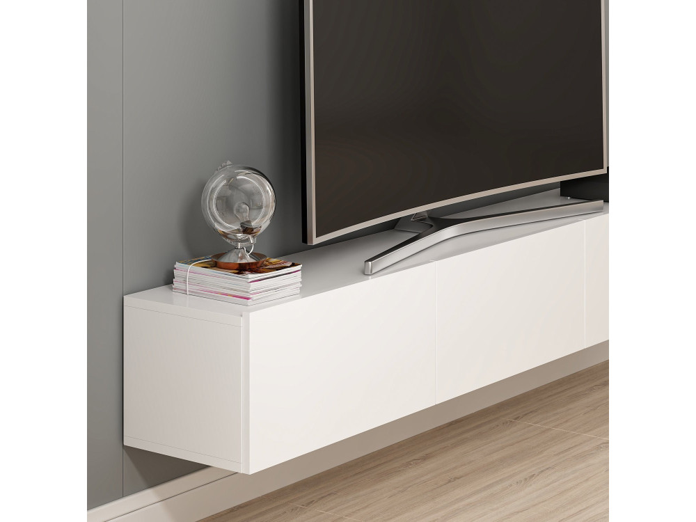 Hangend houten TV-meubel "Rigel" - 180 x 32 x 30 cm - Wit