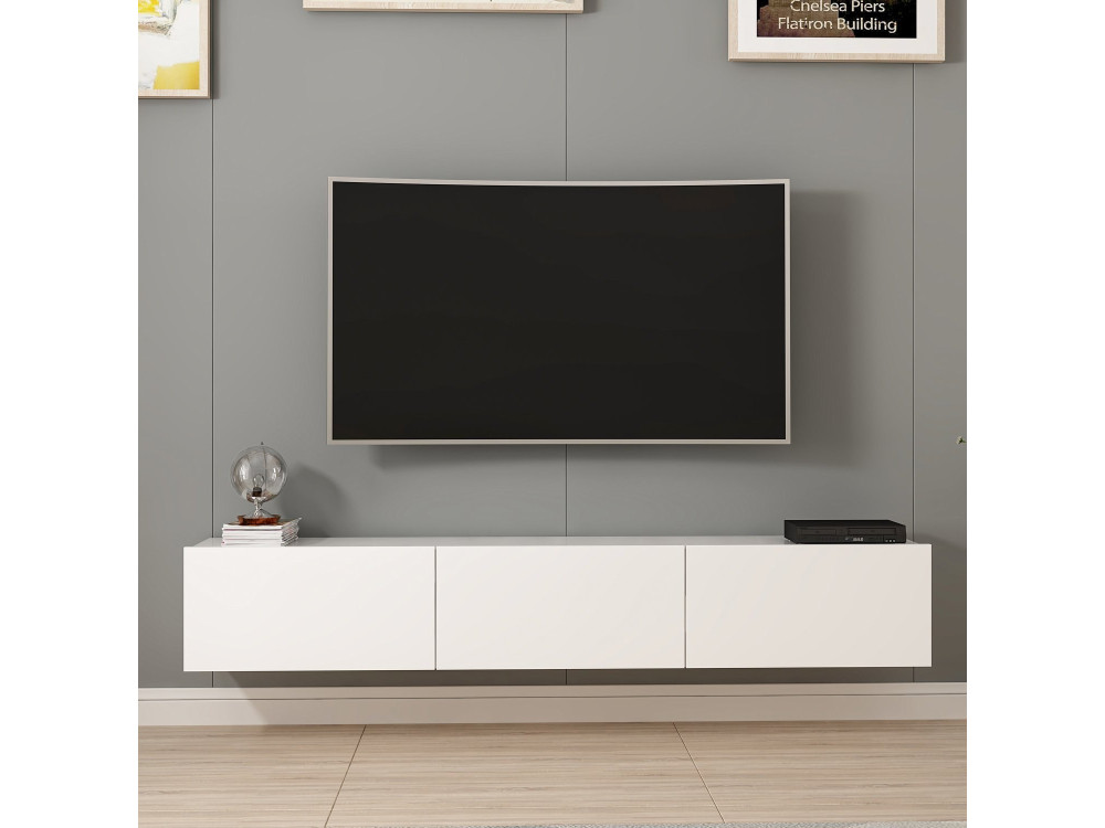 Hangend houten TV-meubel "Rigel" - 180 x 32 x 30 cm - Wit