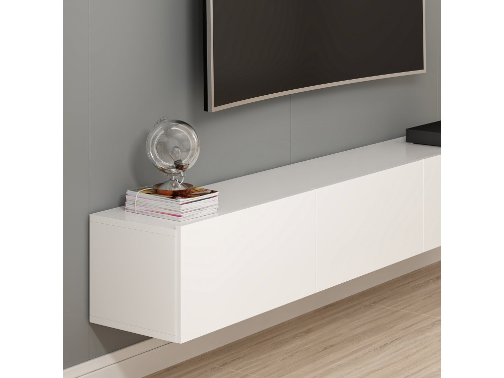 Hangend houten TV-meubel "Rigel" - 180 x 32 x 30 cm - Wit