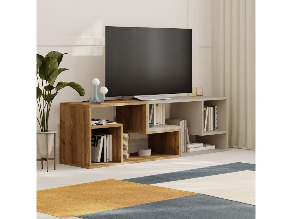 Modulair houten TV-meubel "Glis" - 145 x 35 x 44 cm - Beige