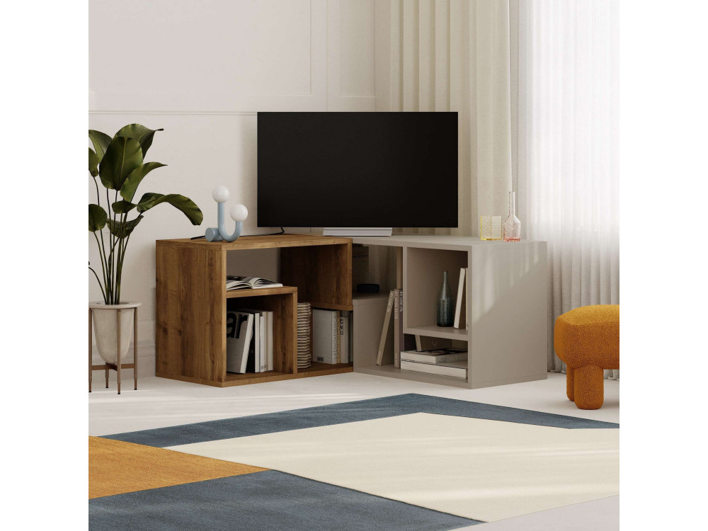 Modulair houten TV-meubel "Glis" - 145 x 35 x 44 cm - Beige