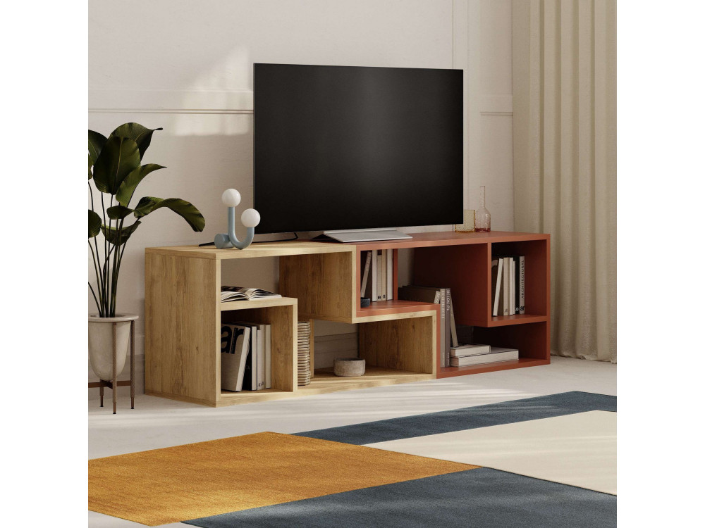 Modulair houten TV-meubel "Glis" - 145 x 35 x 44 cm - Terracotta
