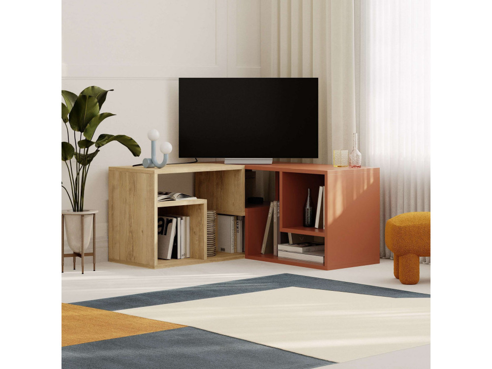 Modulair houten TV-meubel "Glis" - 145 x 35 x 44 cm - Terracotta