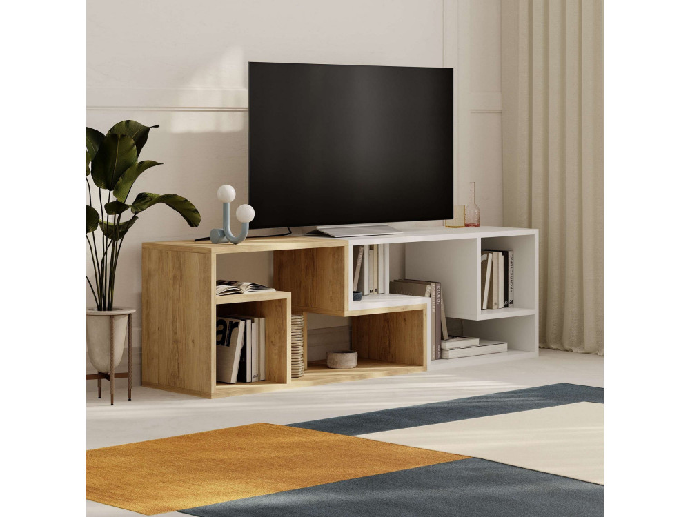 Modulair houten TV-meubel "Glis" - 145 x 35 x 44 cm - Wit