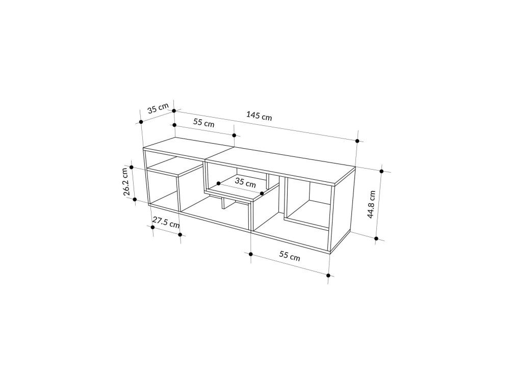 Modulair houten TV-meubel "Glis" - 145 x 35 x 44 cm - Wit