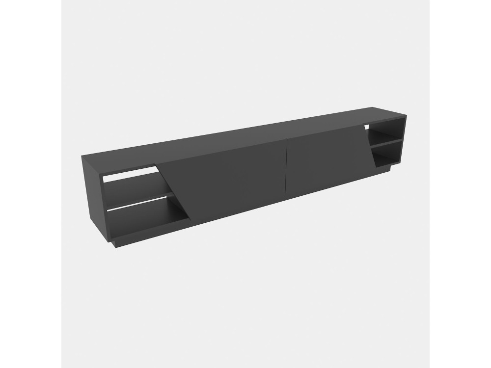 Houten TV-meubel Rhodes - 240 x 37 x 47 cm - Antraciet grijs