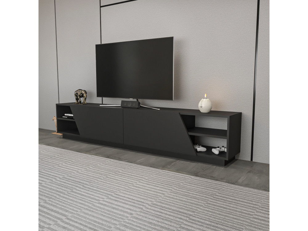 Houten TV-meubel Rhodes - 240 x 37 x 47 cm - Antraciet grijs