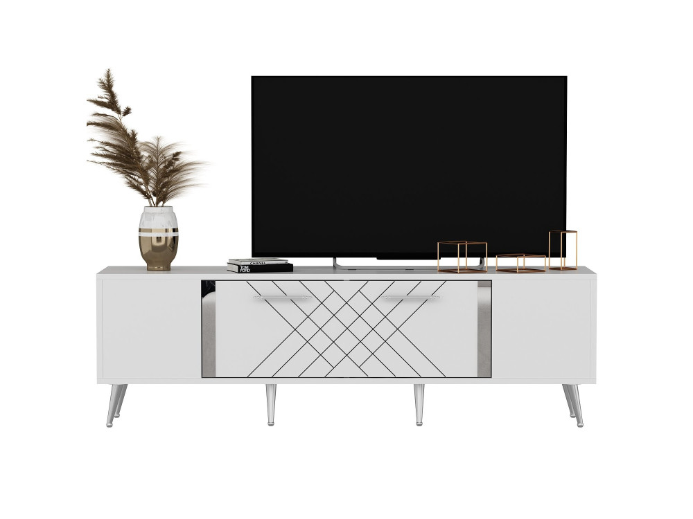 Houten TV-meubel "Detas" - 150 x 35 x 48 cm - Zilver