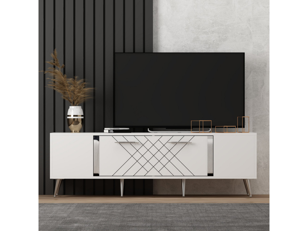 Houten TV-meubel "Detas" - 150 x 35 x 48 cm - Zilver