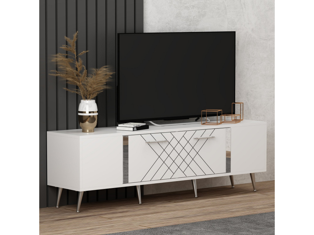 Houten TV-meubel "Detas" - 150 x 35 x 48 cm - Zilver