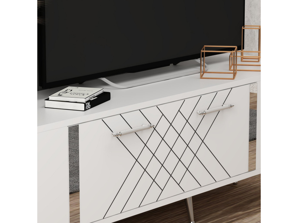Houten TV-meubel "Detas" - 150 x 35 x 48 cm - Zilver