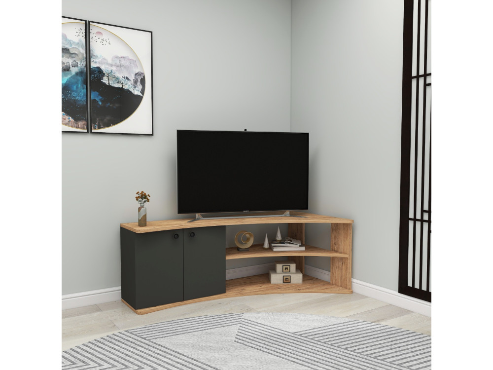 Houten hoek-TV-meubel "Termera" - 135 x 67 x 48 cm - Bruin