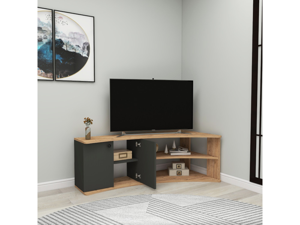 Houten hoek-TV-meubel "Termera" - 135 x 67 x 48 cm - Bruin