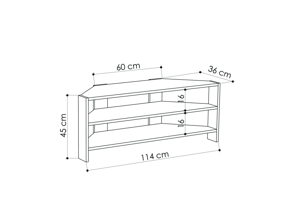 Thales" houten hoek TV meubel - 114 x 36 x 45 cm - Beige