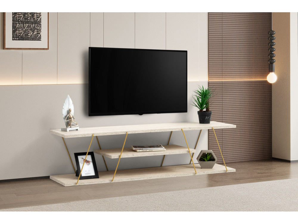 Houten TV-meubel "Canaz" - 120 x 30 x 33 cm - Travertin