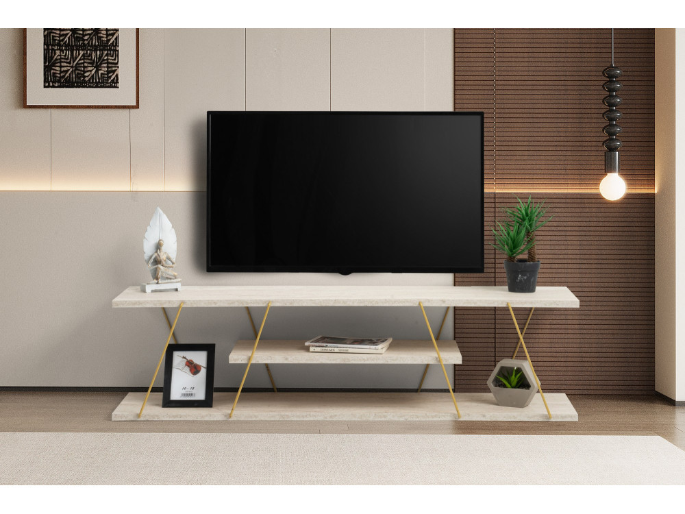 Houten TV-meubel "Canaz" - 120 x 30 x 33 cm - Travertin